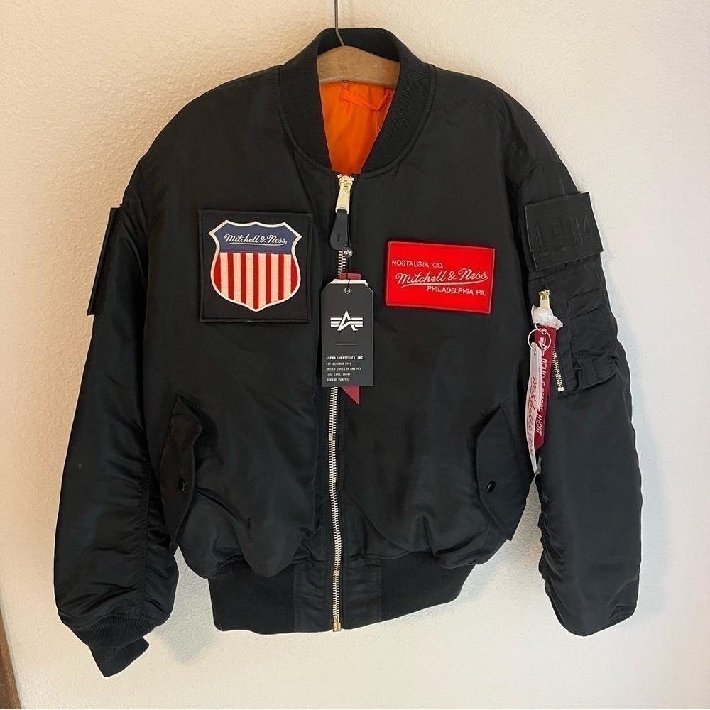 NWT Mitchell & Ness X Alpha Industries MA-1 Flex Bomber Jacket
